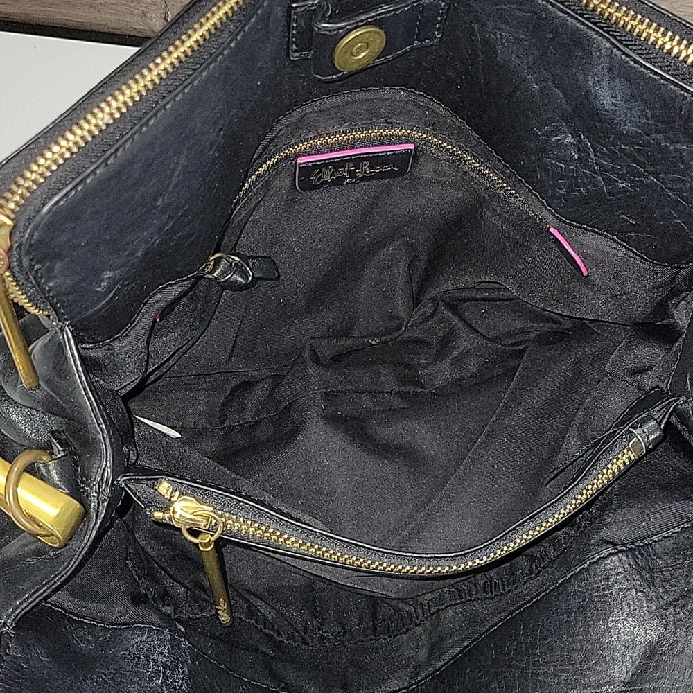 Elliott Lucca Black Leather Satchel with Braided Handles
